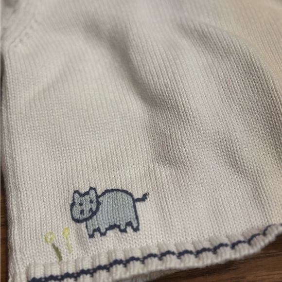 Janie and Jack Layette Knit Baby Hoodie | 3-6 Months | Hippo Embroidery - Picture 6 of 7